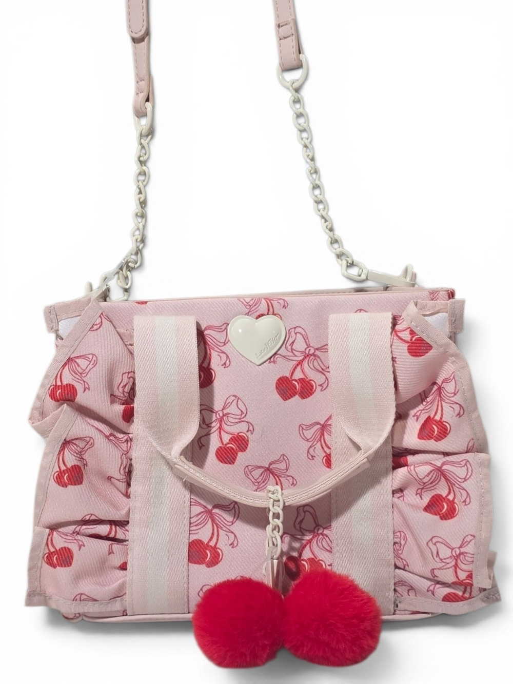 Luv Betsey Cherry Bow Ruffle Crossbody Bag, NEW